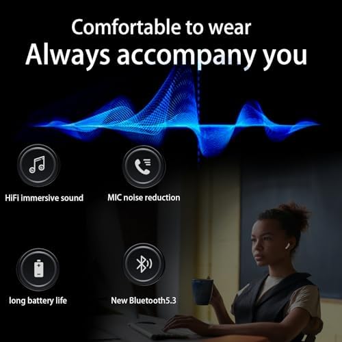 Revolutionary Bluetooth 5.3 Wireless Earbuds with Dynamic Hi-Fi Bass & Enhanced Noise Isolation – 40-Hour Battery Life & IPX7 Waterproof Rating for Rugged Use – Perfect for Audiophiles and Professionals Seeking Comfort and Crystal-Clear Communication