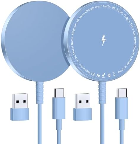 Magnetic Wireless Charging Pad for i Phone 16, 15, 14, 13, 12 & Air Pods 4-2 Pro – Ultra-Thin Aluminum Alloy Design with Strong Magnet for Secure Connection, USB-C/A Compatibility, Perfect for Desk & Travel – Elevate Your Charging Experience with Effortless Convenience and Style