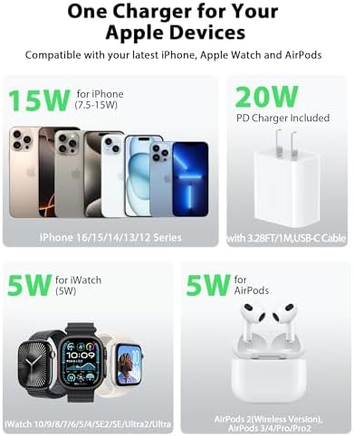 X55 Magnetic Foldable 3-in-1 Charging Station for Apple Devices – 15 W Fast Wireless Charger for i Phone 16, 15, 14, 13, 12 Series, 5 W Apple Watch Power Station, Portable Air Pods Charging Stand – Sleek Black Design for Travel and Home Use