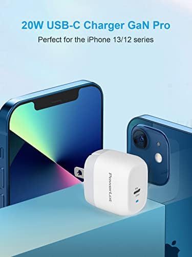 Power Lot Ga N 20 W MFi Certified USB-C Wall Charger with 4 ft Lightning Cable – Fast Charging Adapter for i Phone 15/14/13/12, i Pad Pro, Air Pods, and i Watch SE/7/8 – Foldable Design for Ultimate Portability and PD 3.0 Technology for Enhanced Speed
