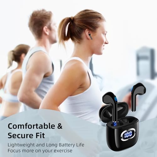 Ultimate Wireless Bluetooth 5.3 Earbuds – Ergonomic Sport-Ready Headphones with Enhanced Comfort and Secure Semi In-Ear Design for i Phone 16 Pro Max, Samsung Galaxy S24, i Pad Pro, One Plus 12, and More – Experience Superior Sound Quality and Effortless Connectivity for Active Lifestyles and Immersive Listening Adventures