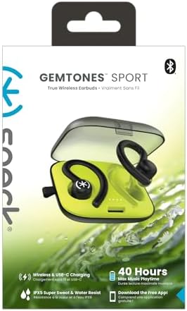 Speck Gemtones Wireless Earbuds – Bluetooth 5.3 Headphones with 28 Hours of Battery Life, USB-C Charging & Custom EQ App for i Phone & Android Users – Stylish White Album Design with Two-Year Warranty for Ultimate Audio Experience