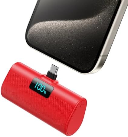 Compact 5200 m Ah PD USB-C Power Bank with Integrated Connector and LCD Display – Ultimate Lightweight Portable Charger for i Phone 15 & Samsung Android Devices – Fast Charging, Enhanced Compatibility, Perfect for On-the-Go Power Needs