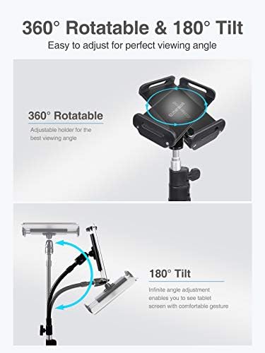 Ultimate Heavy-Duty Aluminum i Pad Tripod Stand with 72” Gooseneck – Versatile Universal Tablet Holder for Pro, Mini, Air & 4.7-12.9″ Devices – Ideal for Professional Presentations, Streaming, and Hands-Free Viewing