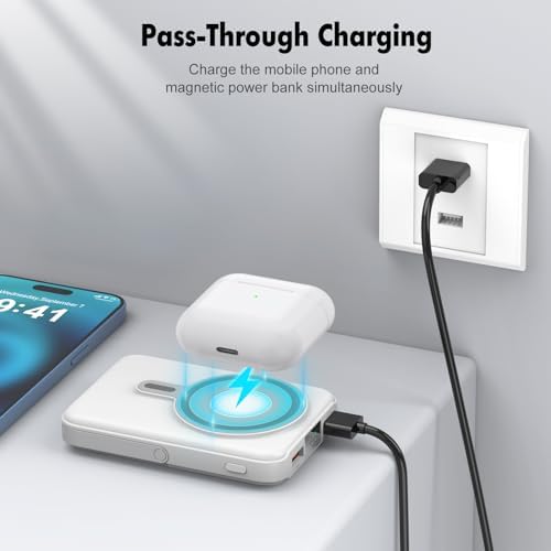 Ultimate 3-in-1 Wireless Portable Charger 10000 m Ah – Magnetic Power Bank with Built-in Cables and LED Display for i Phone 15/14/13/12, Apple Watch, Air Pods – 22.5 W Fast Charging, Enhanced Compatibility for On-the-Go Power Solutions
