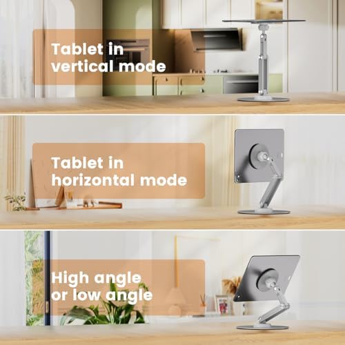 Versatile Magnetic i Pad Stand – Foldable Aluminum Alloy Tablet Holder with 360° Adjustable Rotation for Optimal Viewing and Enhanced Stability – Lightweight and Portable Accessory for Home and Office Use (Sleek Gray Finish)