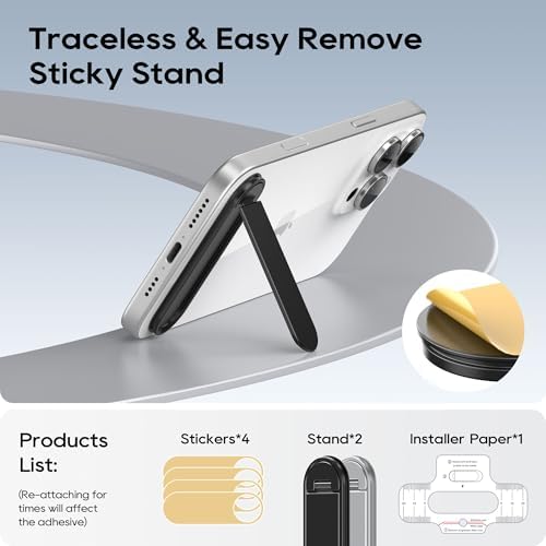 Dual-Angle Adjustable Phone Kickstand – 2 Pack Folding Stand for i Phone & Samsung – Portable, Versatile Hands-Free Holder for Optimal Viewing – Durable Black Design for All Smartphones – Perfect for Video Calls, Streaming & Reading