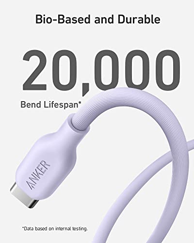 Anker 6 FT USB C to Lightning Cable – MFi Certified, Eco-Friendly Bio-Based Charging Cord for i Phone 14 and More – Stylish Purple Design for Enhanced Durability and Fast Data Transfer – Perfect for Home and Office Use
