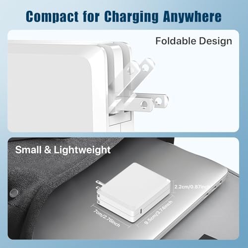 Lightning-Fast 140 W Mac Book Charger – Ultimate Power Boost for M1/M2/M3/M4 Models with 6.6 FT USB-C Cable – Rapidly Charges 13″-16″ Mac Books in Record Time – Compact, Military-Grade Protection & Smart Battery Care for Optimal Performance – Advanced Cooling Technology & 97% Efficiency for Safe, Reliable Use