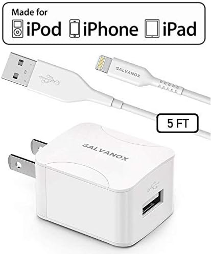 Galvanox 10 W MFi Certified i Phone Charger with Wall Plug – Fast Charging Lightning to USB Cable for i Phone 7/8 Plus, X/XR/Xs, 11/12/13/14 Plus, and 14 Pro Max – Compact, Durable Power Adapter for Effortless Charging at Home or On-the-Go