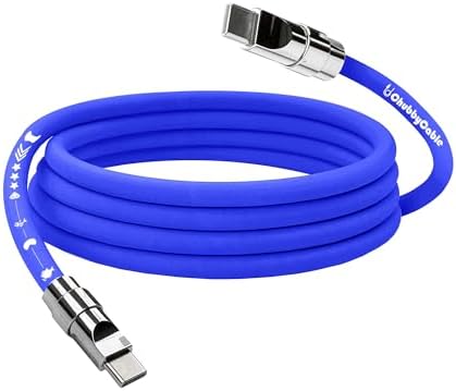 chubbycable Mirrored Head Chubby – 240W Fast Charging Cable Ultra-Thick Silicone USB C Cable Phones Tablets C to C Charger Cord, Red, Type-C to Type-C, 3.3FT – Enhanced Compatibility and Speed