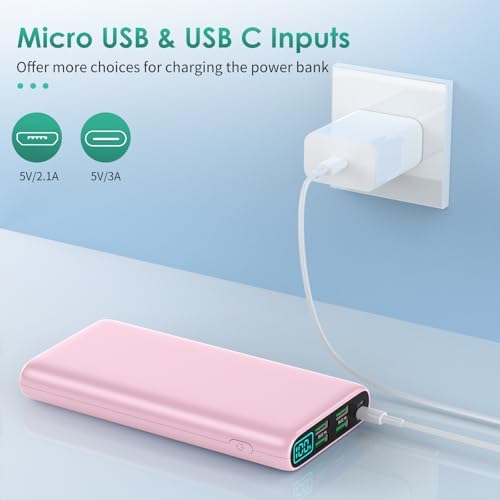 High-Capacity 38800 m Ah Portable Power Bank with LCD Display – Multi-Device Charger Featuring 5 USB Outputs and USB-C Connectivity for Fast Charging – Ideal for i Phone 16/15/14/13 Pro, Samsung Galaxy, Pixel, and Nexus – Ultimate On-the-Go Charging Solution in Blue