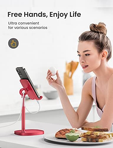 LISEN Cell Phone Stand Adjustable Phone Holer for Desk, Computer Office Desk Accessories for iPhone 16 Holder Women Kitchen Essentials Fits All Mobile Phones Switch Kindle iPads Tablet 4-10in Black – Enhanced Compatibility and Speed