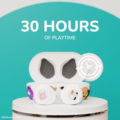 i Joy Squishmallows Bluetooth Earbuds – Adorable Wireless Headphones with 30-Hour Playtime and Integrated Mic – Ultimate Gift for Squishmallows Enthusiasts – Lightweight, Comfortable Design for All-Day Listening and Versatile Device Compatibility