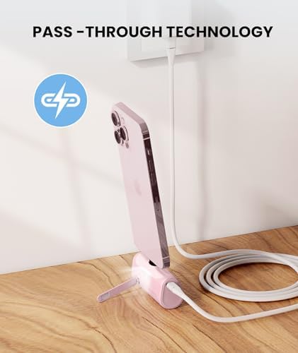 Ultra-Compact Pink 4800 m Ah Power Bank – Sleek Mini Battery Charger with 15 W Fast Charging for i Phone 14/13/12/11/8 & i Pad Air/Mini/Pro – Stylish Portable Charger for Travel & Everyday Use – Enhanced Compatibility for Air Pods Pro I/II