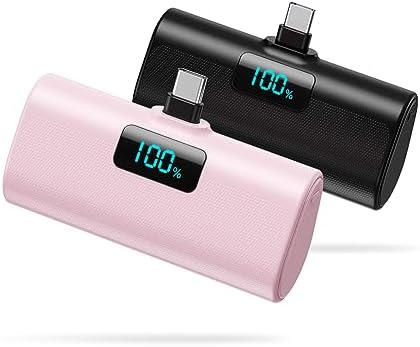 Dual-Pack Portable Power Bank for i Phone 16 Series – 5200 m Ah Fast Charging USB-C Battery Pack with Built-in Connector for i Phone 16/16 Plus/16 Pro/16 Pro Max/15 Series, Samsung & Android Devices – Lightweight Travel Charger for On-the-Go Convenience