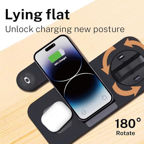 Ultimate 6-in-1 Wireless Charging Dock for i Phone 16/15/14/13, Apple Watch Series, Air Pods Pro – Super-Fast Qi-Certified Charging Station with QC3.0 Adapter for Seamless Device Compatibility and Safety Features – Perfect for Home and Travel Use
