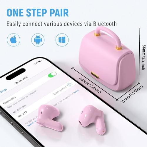 Elevate Your Audio Experience with ANCwear Bluetooth 5.3 True Wireless Earbuds – High-Fidelity 13 mm Drivers for Audiophiles, Chic Mini Handbag Charging Case, 22-Hour Playtime in Elegant Classic Pink – Ideal for Professionals and Music Enthusiasts On the Move