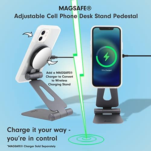 Sonix Magnetic Adjustable Cell Phone Desk Stand Pedestal Compatible with Apple MagSafe (Graphite) – Enhanced Compatibility and Speed
