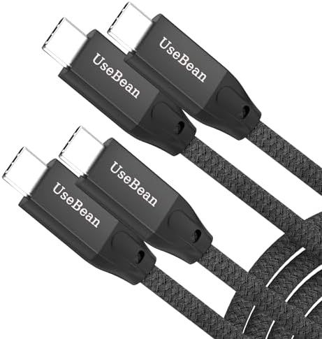 Experience High-Speed Connectivity with Use Bean USB C to USB C Cable – 100 W Fast Charging & 20 Gbps Data Transfer – 15 FT Dual Pack for Mac Book Pro, Galaxy S25 Ultra, i Pad Mini 6, and More – Enhanced 4 K Video Output for Ultimate Performance and Compatibility