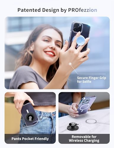 PROfezzion Magnetic Phone Mount with Strong Suction Cup – Ultimate Hands-Free Holder for Mag Safe Cases, Perfect for Selfies, Video Calls & Fitness Routines – Compatible with i Phone & Android for Enhanced Stability and Versatility