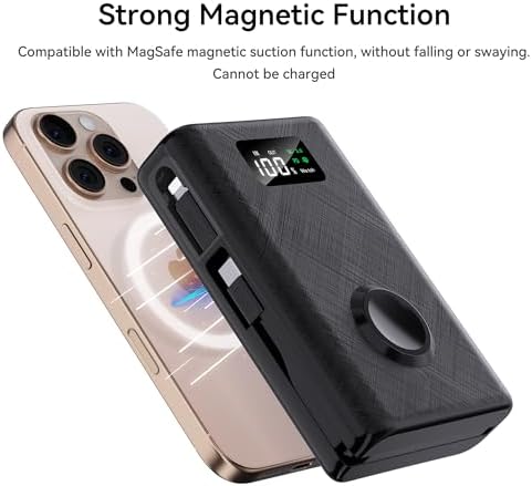 pzoz 20000 m Ah Ultra-Portable Power Bank with Magnetic Wireless Charger for Apple Watch – Rapid USB Type C PD Travel Charger for i Phone 15/16 and More – High-Capacity Battery Pack for On-the-Go Charging Solutions – Sleek, Durable Design with LED Indicators for Smart Charging Management