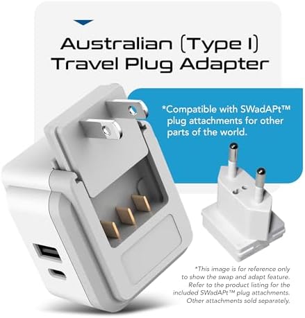 Compact Travel Power Adapter Set for Brazil, Peru & Chile – 20 W Dual USB & USB-C Charger with 2 USA Sockets – Fast Charging with Type C & N Attachments – Portable Plug Converter for Global Travelers – Stay Connected Anywhere