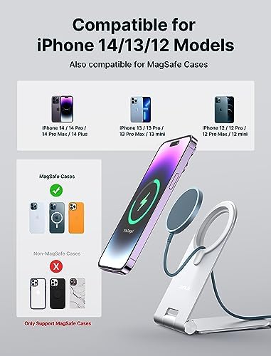 JSAUX Magnetic Wireless Charger – Sleek Silver Fast Charging Pad for i Phone 16 Series, Mag Safe-Compatible with Superior Magnetic Alignment for Efficient Power Delivery, Portable Design for Home & Travel Use, Essential i Phone Accessory for Stylish Charging Solutions