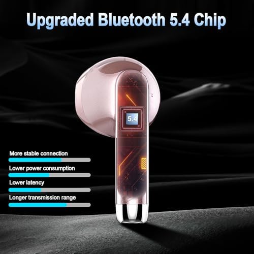 Experience Unmatched Audio Freedom with Rose Gold Bluetooth 5.4 Earbuds – 30-Hour Playtime, IP7 Waterproof, and Advanced ENC Noise Cancellation for Impeccable Call Clarity – Perfect for Active Android and i OS Enthusiasts Seeking Premium Comfort and Superior Sound Quality