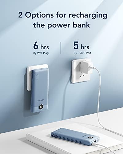 VEGER Ultra-Slim 10,000 m Ah Portable Charger with Built-in Cables and Integrated Wall Plug – Fast Charging Power Bank for i Phone, i Pad, Samsung, and More – Essential Travel Battery Pack for On-the-Go Charging and Enhanced Device Compatibility