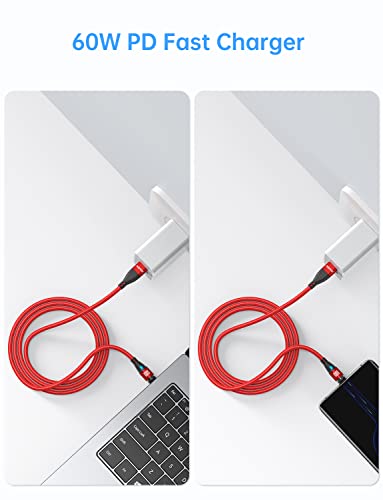 USB C to USB C Magnetic Charging Cable[3-Pack, 3.3ft/6.6ft/6.6ft], Aripps 60W/3A Fast Charging USB Type C Charger Cord Compatible with Samsung Galaxy S21/S21+ Ultra 5G, S20/S20, Pixel & More (Red-60W) – Enhanced Compatibility and Speed
