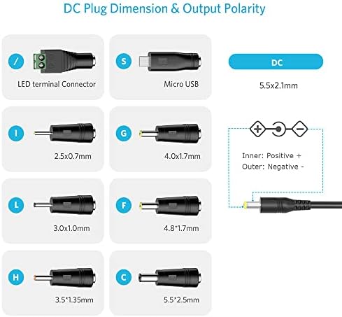 Versatile 24 W Universal Multi-Voltage AC/DC Power Adapter for Household Electronics – Adjustable Voltage from 3 V to 12 V with 2000 m A Output for Fast and Efficient Charging Solutions, Compatible with a Wide Range of Devices