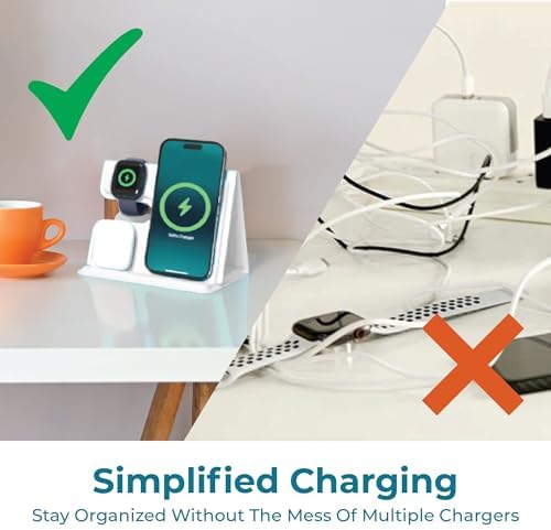 BLACK+DECKER 3-in-1 Wireless Charging Station for Apple Devices – Foldable Travel Charger Compatible with i Phone 16/15/14/13 Pro Max, Apple Watch, and Air Pods – Fast Charging, Enhanced Compatibility, Ideal for On-the-Go Users