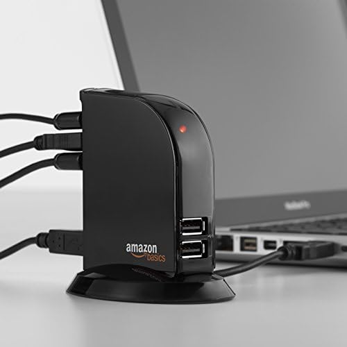 Maximize Your Connectivity with the Amazon Basics 7 Port USB 2.0 Hub Tower – Efficient Power Adapter Included for Seamless Device Management and Fast Data Transfer