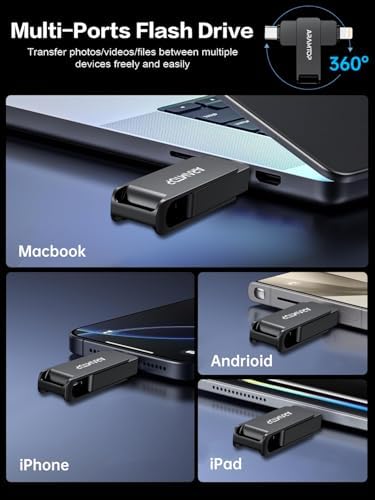 64 GB Multi-Port Photo Stick – USB C & USB A Flash Drive for i Phone, i Pad & Android – Effortless Data Transfer & Instant Storage Expansion – High-Speed Memory Storage Solution for Travelers & Content Creators – No Apps Needed, Plug & Play Convenience