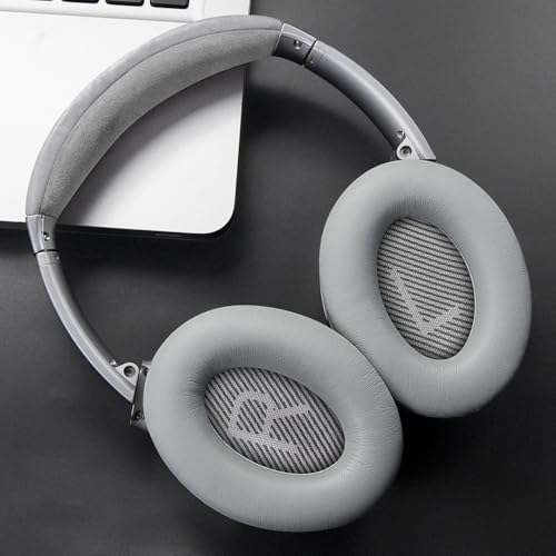 Ultimate Comfort Earpads for Bose QC35 & QC35 II – Luxurious Leather Design with Superior Noise Isolation Foam and Enhanced Thickness for Optimal Listening – Stylish Grey Replacement Cushions to Revitalize Your Headphones