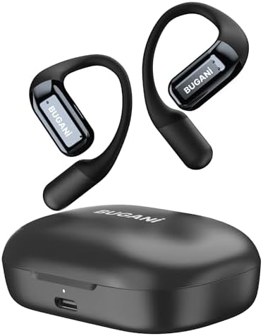 Elevate Your Active Lifestyle with BUGANI Bluetooth 5.2 Open Ear Headphones – Sport-Optimized Wireless Earbuds Offering 32 Hours of Playtime, Rapid Charging, and Waterproof Durability for Enhanced Sound and Environmental Awareness During Running and Cycling