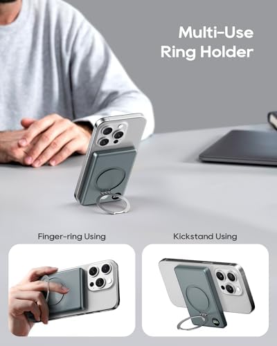 Ultra-Slim Mag Safe Battery Pack 10000 m Ah – 20 W Fast Charging Portable Power Bank with LED Display for i Phone 15/14/13/12 Series – Magnetic Design for Effortless Connectivity and On-the-Go Convenience in Space Gray