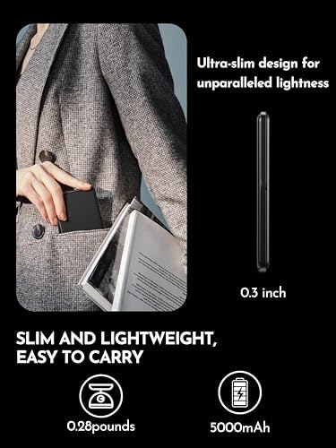 Magnetic Ultra-Slim Wireless Power Bank for i Phone – 5000 m Ah Fast Charging Battery Pack with Integrated Stand – Essential Travel Charger for i Phone 12/13/14/15/16 – Lightweight, Effortless Charging Solution for On-the-Go Users