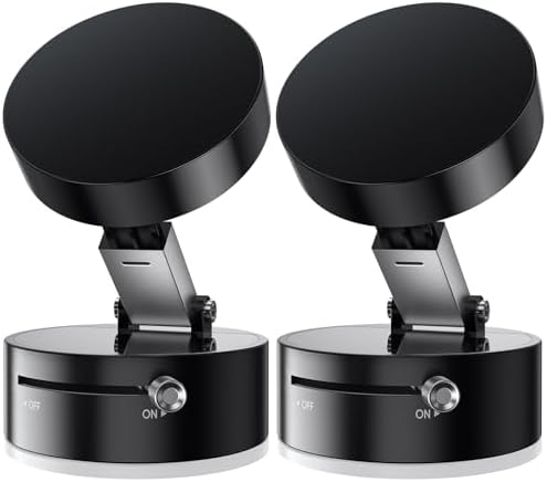 Vacuum Suction Magnetic Phone Holder, 2-Pack Adjustable Vacuum Magnetic Car Phone Holder Foldable Vacuum Magnetic Cell Phone Holder Stand Suction Phone mount for iPhone 16/15/14/Gym/Shower/Car/Mirror – Enhanced Compatibility and Speed