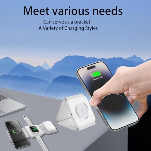 Ultimate 3-in-1 Apple Charging Station – Foldable Magnetic Wireless Charger for i Phone 15/14/13/12, Apple Watch & Air Pods Pro/3/2 – Travel-Friendly Fast Charging Solution for Modern Tech Enthusiasts