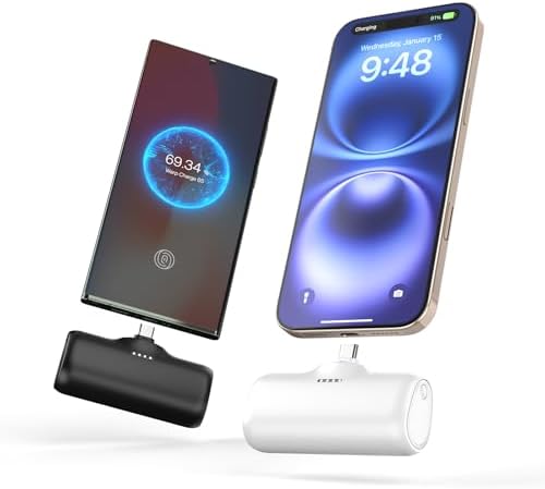 Ultra-Compact 5000 m Ah Dual Pack Mini Power Bank – 15 W Fast Charging USB-C Charger for i Phone 16/15, Galaxy & Android Devices – Essential Lightweight Travel Companion for Reliable On-the-Go Power