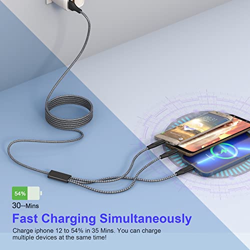 Versatile 3-in-1 USB C Charging Cable – 10 Ft Apple MFi Certified Multi Connector Cable for i Phone, Type C & Micro USB Devices, Enhanced Durability & Rapid Charging for Home, Office & Travel Use
