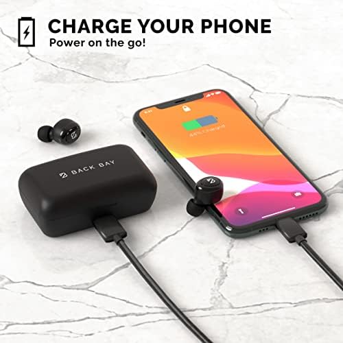 Back Bay Audio Duet 50 Pro Wireless Bluetooth Earbuds – Ultimate Sweatproof TWS Headphones with 130-Hour Battery Life for Runners and Fitness Enthusiasts, Compact Charging Case, Built-in Microphone for Seamless Calls, Compatible with i Phone & Android Devices