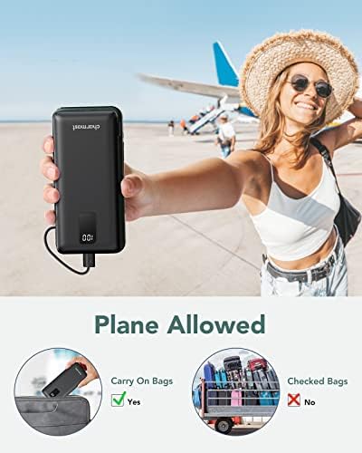 Ultimate Charmast 10,000 m Ah Portable Power Bank with Integrated Cables & Wall Plug – Fast Charging Essential for i Phone 16/15/14/13, Samsung, i Pad, and More – Unmatched Convenience for Travelers and On-the-Go Professionals