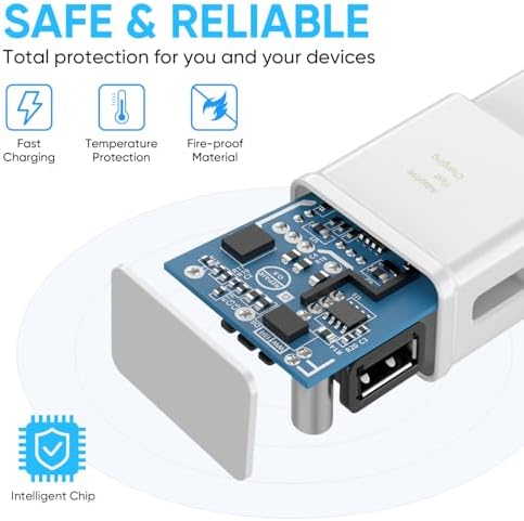 Premium Adaptive Fast Charging Block USB Wall Charger – Efficient Quick Charge Adapter for Samsung Galaxy S25/S24/S23/S22/S21/S20/S10/S9/S8/S7/Note 10 (4-Pack, White) – Maximize Charging Speed & Compatibility for Seamless Device Performance