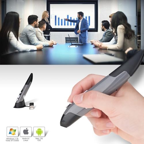 Transform Your Workflow with the Lychee Wireless Optical Pocket Pen Mouse – Compact 2.4 GHz Mini Air Mouse Featuring Adjustable 800/1200/1600 DPI for Ultimate Precision on PC, Laptop & Mac – Sleek Grey Design for On-the-Go Professionals and Students