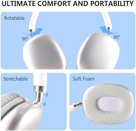 Sleek Silver Premium Bluetooth Over-Ear Headphones with Microphone – Ultimate Versatility for Wireless and Wired Listening, 32-Hour Extended Playtime, Lightweight Foldable Design Perfect for Sports, Gym, Home, and Office Use – Seamless Compatibility with i OS, Android, and Laptops