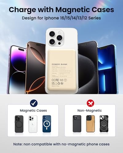Mag Safe 12000 m Ah Magnetic Portable Charger – Fast PD 22.5 W Power Bank for i Phone 16/15/14/13/12 – Sleek Wireless Battery Pack with Universal USB-C Compatibility for Effortless On-the-Go Charging and Enhanced Device Protection
