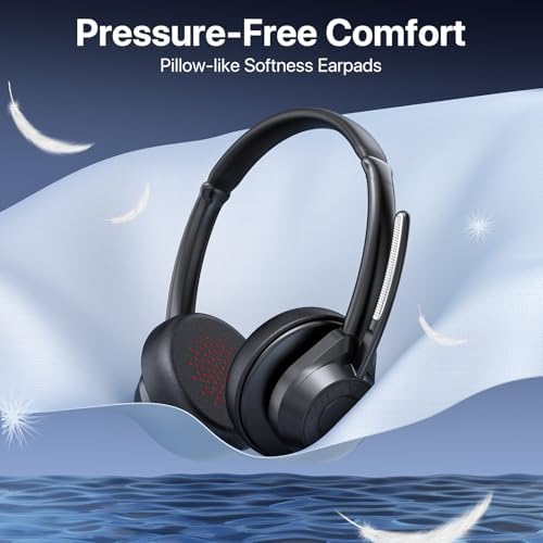 Advanced Bluetooth Headset with Noise-Canceling Microphone – V5.4 Wireless Technology for Effortless Multipoint Connectivity – Ultra-Lightweight Design Perfect for Work, Zoom Meetings, and Mobile Calls – Ideal for Noisy Environments – Stylish Black Finish